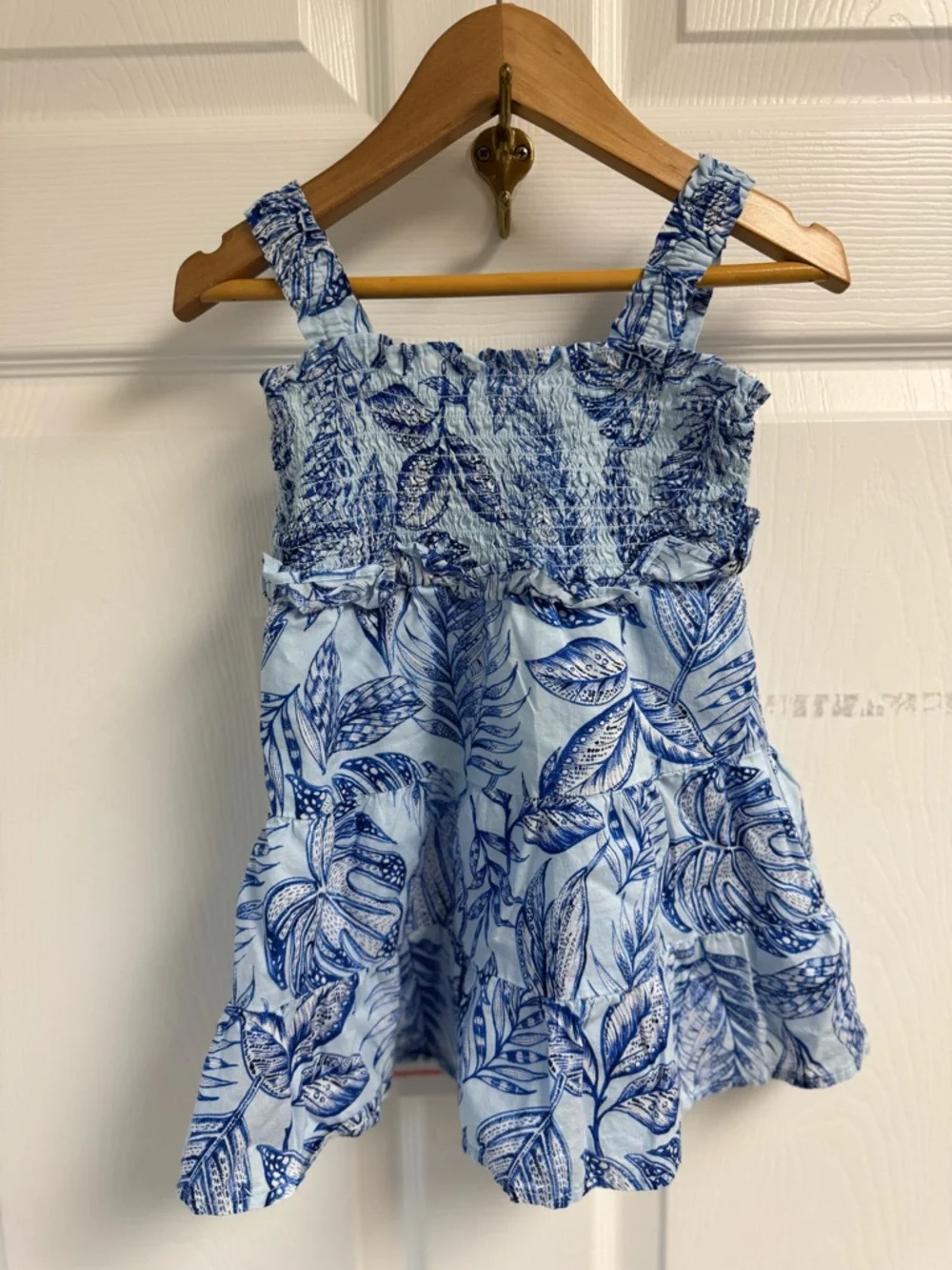 Blue and White Leaf Print Sundress The Children’s Place 100% Cotton Girls 2T - Picture 4 of 13